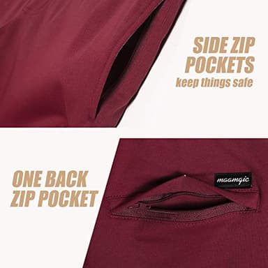 maamgic Mens Athletic Gym Shorts 5.5" Elastic Waist Casual Pajama Pocket Jogger Men Workout Short Pants Wine Large - Image 3