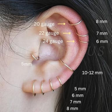14K Gold Filled Small Hoop Earrings for Cartilage Nose, Tiny Thin 7mm Piercing Hoop Ring 22 Gauge - Image 3