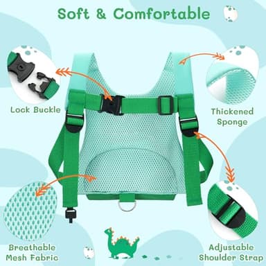 Dr.meter 3 in 1 Toddler Harness Leash + 8.2ft Anti Lost Wrist Link, Cute Dinosaur Kids Safety Harness Tether with Key Lock, Child Protective Leashes While Walking for Outdoor Activity Keep Kids Close - Image 4