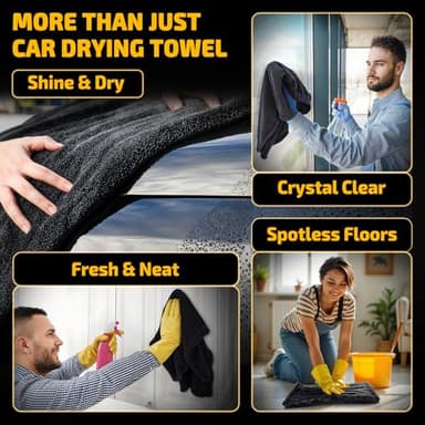 SMINDER 2-Pack 1200 GSM Car Drying Towels – Microfiber Towels for Cars (36" x 24"), Ultra-Absorbent, Streak-Free, Scratch-Free, No Water Spots, Double-Twist Pile & Edgeless Design - Image 7