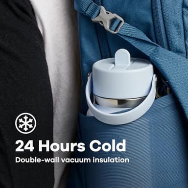 Hydro Flask Water Bottle - Insulated Stainless Steel - Wide Mouth Flex Straw Lid, Non Spill, Leakproof and Refillable in 32 Oz Black - Image 5