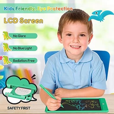 FLUESTON LCD Writing Tablet, Doodle Board Toys Gifts for 3-8 Year Old Girls Boys, 10 Inch Colorful Electronic Board Drawing Pad for Kids, Gifts for Toddler Educational Learning Travel Birthday, Green - Image 2