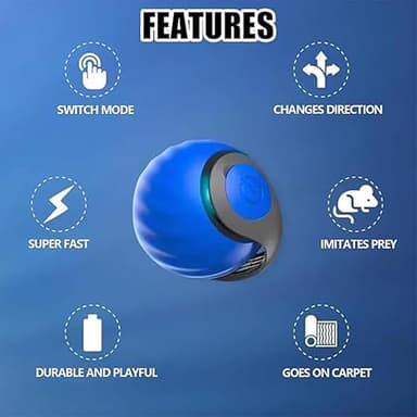 ugdurwp 2Packs Speedy 2.0 Tail Cat Toys for Bored Indoor Adult Cats,2025 New Generation Interactive Cat Toys for Indoor Cats,Automatic Moving Ball with Tail,Blue and Orange - Image 5