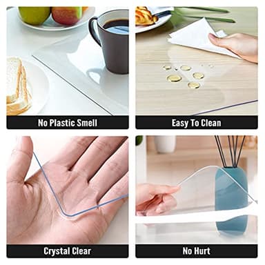 Royhom Clear Table Cover Protector 2mm Thick 88 x 42 Inch Waterproof Plastic Cover for Dining Room, Wood, Countertop, Kitchen Table - Image 5