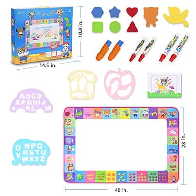 Water Doodle Mat - Kids Painting Writing Doodle Toy Board - Color Doodle Drawing Mat Bring Magic Pens Educational Toys for Age 3 4 5 6 7 8 9 10 11 12 Year Old Girls Boys Age Toddler Gift (Pink) - Image 2