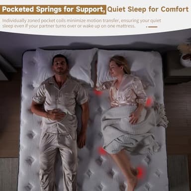 SNFPNE Queen Size Mattress 12 Inch, Hybrid Memory Foam Mattress with Zoned Pocket Coils Support and Motion Isolation Design, Strengthen Edge Support,CertiPUR-US Certified, Medium Firm in a Box - Image 7