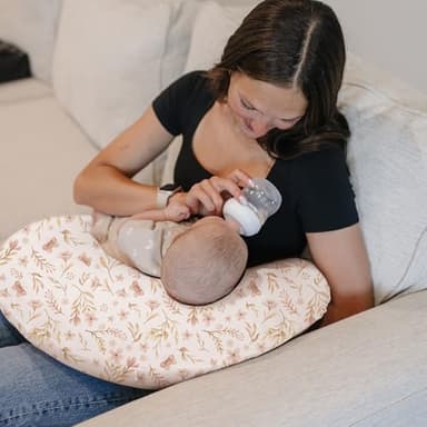 Konssy 2 Pack Nursing Pillow Covers, Soft and Comfortable Nursing Cover for Breastfeeding Pillows, Pillow Slipcover for Baby Girls Boys Newborn(Pink, Pink Spring) - Image 2