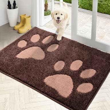 PURRUGS Dirt Trapping Door Mat 32" x 47", Non-Skid/Slip Machine Washable Microfiber Entryway Rug, Dog Doormat, Super Absorbent Welcome Mat for Muddy Wet Shoes and Paws, Brown - Image 1