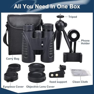 Elevon 12x42 HD Binoculars for Adults, High Powered Lightweight Binoculars Set with Phone Adapter & Tripod BAK4 Prism for Bird Watching Hunting Travel Stargazing - Image 5