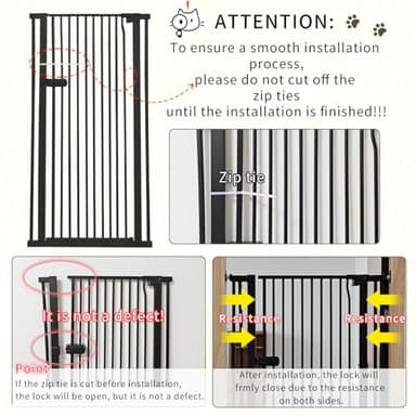 Lumizone Extra Tall Cat Gate 55.12" High Pressure Mounted Extra Wide 2025 New (17 Sizes) 1.37" Gap No Drilling Auto-Close One-Handed Operation Tall Pet Gate for Dogs(Black, 26.18"-29.91"/66.5-75.5cm) - Image 9