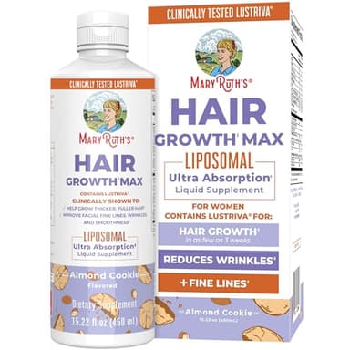 MaryRuth's Women's Hair Growth MAX Liposomal | with Lustriva® + Biotin 10000mcg + Pumpkin Seed Oil | Thicker Hair | Hair Care | Wrinkles, Fine Lines, Skin Care | Ages 18+ | 15.22 Fl Oz - Image 1