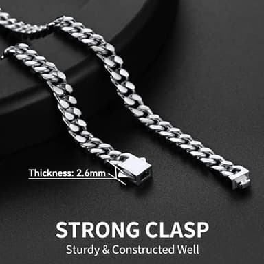 ChainsHouse Stainless Steel Mens Cuban Link Chain, Black/ 18K Gold Plated Miami Cuban Chain Necklace, 5mm/7mm/9mm/12mm/14mm Width, No Tarnish& Durable Hip Hop Mens Jewelry, 18"-30", Send Gift Box - Image 5