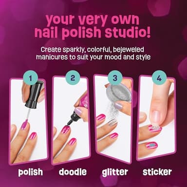 Nail Art Studio for Girls - Birthday Gift - Nail Polish Kit for Kids Ages 7-12 Years Old - Girl Gifts Ideas - Gift Set - Girly Stuff - Polish, Pens, Glitter, Stickers, Gems, Filer - 8 9 10 11 12 Year - Image 5