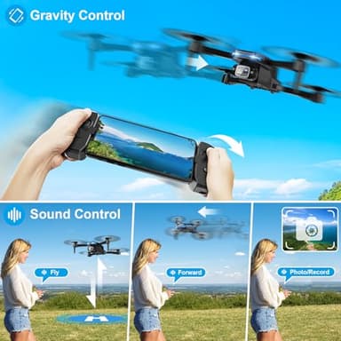 Drone with 1080P Camera - Foldable Remote Control Quadcopter with Voice Gesture Control, 3D Flip, One Key Start, Emergency Stop, 2 Batteries, Easier to use, Toy for Kids Adult Beginners - Image 5