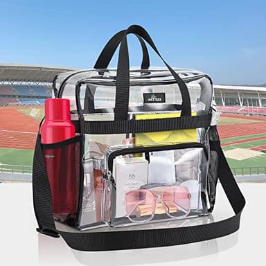 MAY TREE Clear Bag for Stadium Events 12×6×12 Clear Tote Lunch Bag with Reinforced Strap for Work, Concert and Sports, Black - Image 7