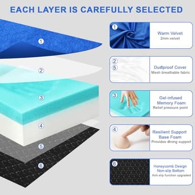Lxotvae Queen Memory Foam Camping Mattress pad, Thick Sleeping Mat for Adults with Waterproof and Non-Slip Bottom, Portable Roll Up Mattress for Sleepover Guest,Cot Pad for Car Camping - Image 2