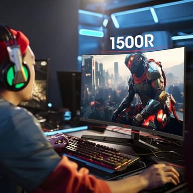 KOORUI Curved 27 Inch Gaming Monitor, Full HD 1080p R1500 180Hz VA Computer Monitor, 99% sRGB, Built-in Adaptive Sync, 1 x Display Port 1.2 & 2 x HDMI 2.0, Eye Care, VESA Compatible, Black 27E6CA - Image 8