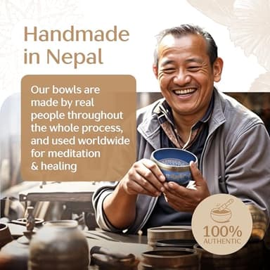 Handmade Tibetan Etched Singing Bowl Set with Case – Meditation Bowl & Sound Bowl with Cushion, Mallet & Guide – Ancient Tibetan Meditation Bowl for Therapy – Spiritual Decor Enhancements - Image 6