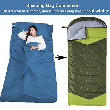 Sleeping Bag Liner Portable Travel Camping Sheets Lightweight and Compact Sleeping Sack Sheets for Adults Comfortable Liners for Traveling Hotel Camping Picnic Hostels Backpacking - Image 8
