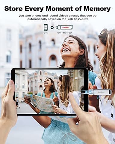 MFi Certified 128GB Photo Stick for iPhone Flash Drive,USB Memory Stick Thumb Drives High Speed USB Stick External Storage Compatible for iPhone/iPad/Android/PC - Image 3