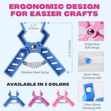 Safety Eye Snapper Tool for Effortlessly Attaching Safety Eyes in Crocheting, Ideal for Amigurumi Crochet & Stuffed Animal Crafts - Fits 5-30mm Eyes, Durable & Ergonomic Making Supplies Tool - Pink - Image 3