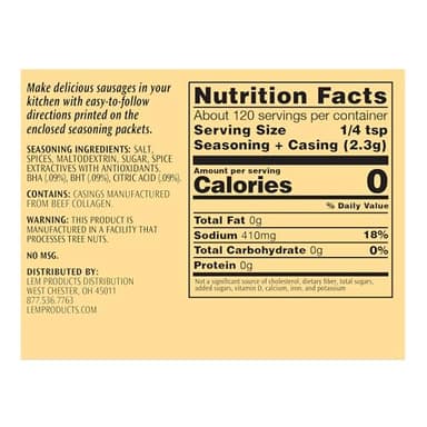 LEM Products Backwoods Sweet Italian Fresh Sausage Seasoning Kit, Ideal for Wild Game and Domestic Meat, Seasons Up to 20 Pounds of Meat, 9.5 Ounce Package - Image 2
