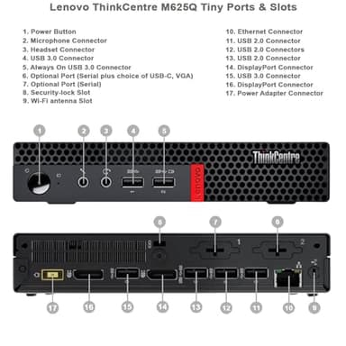 Lenovo ThinkCentre M625q Mini PC Desktop, M625q Tiny Computer AMD A9-9420e Processor, 16GB RAM, 512GB SSD, DisplayPort, Wi-Fi, Bluetooth, Windows 10 Pro (Renewed) - Image 2