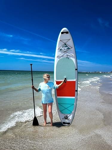 Polar Outdoors by Roc Inflatable Stand Up Paddle Board with Premium SUP Paddle Board Accessories, Wide Stable Design, Non-Slip Comfort Deck for Youth & Adults (Mist W Kayak Seat) - Image 5