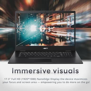 ASUS CX17 Everyday Value Chromebook 17.3" FHD Display (Intel Celeron N4500, Intel UHD Shared, 4GB LPDDR4, 128GB SSD eMMC, WiFi 6, HD Webcam, Bluetooth 5.2, 45W PSU, Chrome OS (Renewed) - Image 3