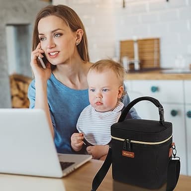 Mancro Breastmilk Cooler Bag with Ice Pack, Fits 6 Baby Bottles Up to 9 Ounce Insulated Baby Bottle Bag, Breast Milk Cooler on The go with Strap, Bottle Storage Bag for Nursing Mom Daycare, Black - Image 6