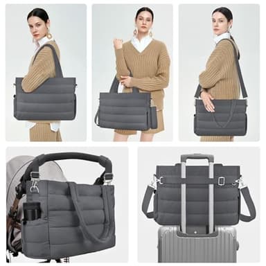 KUBYA Diaper Bag Tote, Baby Diaper Tote Bags Shoulder Bag Mommy Handbag Hospital Bag Travel Large Tote Bag for Women Crossbody Bag, with Silicone Pacifier Case - Image 7