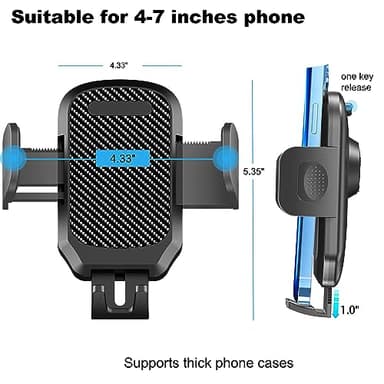 Quyee Phone Holder Car, Rear View Mirror Phone Holder - Aluminum Alloy Mount Multi-Angle Adjustment Rotatable and Retractable Compatible with All 4-7 Inch iPhone and Android Cell Phones - Image 6