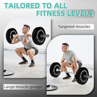 Fitvids Olympic 2" Bumper Plates Set Including 370LB Complete Weight Set (10Lb to 55LB) & 7FT Olympic Barbell Bar(415 Pounds Total), Multiple Packages - Image 6