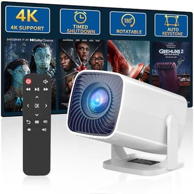 Mini Projector, Portable Outdoor Projector 4K Supported, Short Throw Movie Projector Compatible with Smartphone, TV Stick, Laptop, Game Consoles - Image 1