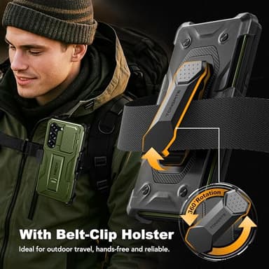 TONGATE for Z Fold 6 Case, [with S Pen Slot & Hinge Protection] [Tempered Glass Screen Protector] Full-Body Military Drop Phone Case for Samsung Galaxy Z Fold 6 with Kickstand & Belt Clip, Green - Image 8