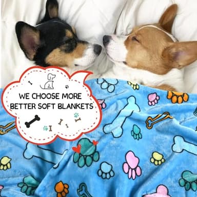 Rezutan Soft Fuzzy Dog Blankets, 1 Pack 3 for Large, Medium, Cat Pet- Comfort Flannel, Reversible Print Suitable for Dog Kennels & Beds, Sofas, Furniture, Gifts Puppy Essentials, 41 x 31 inch, Blue - Image 5
