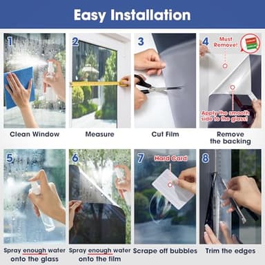 Coavas One Way Privacy Window Film, Sun Blocking Reflective Window Film See Out Not in, Heat Control Window Tint for Home, Anti UV Static Cling for Windows Office Door (Black, 29.5 Inch X 6.5 Feet) - Image 8