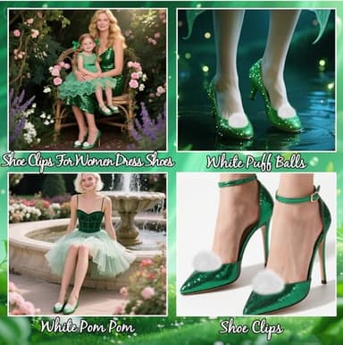 Pom Pom Shoe Clips for Fairy Green Shoes – Costume Accessories for Women, Fluffy Pompoms for Halloween Costumes, Party, Cosplay & Halloween Outfits - Image 4