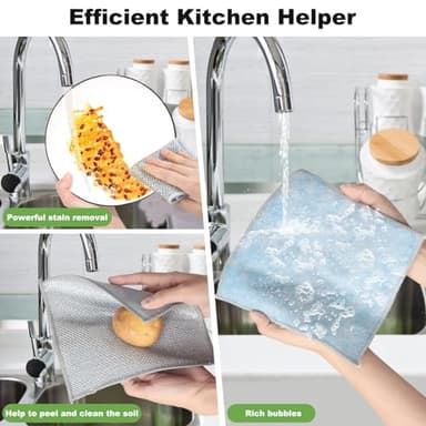 Jeymei 10pcs Non Scratch Wire Dishcloth Multipurpose Wire Dishwashing Rag for Wet and Dry,Metal Scrubbers for Cleaning Dishes,Dual-Sided Kitchen Cleaning Cloth with Mesh,Cleaning Tool for Pot, Blue - Image 4