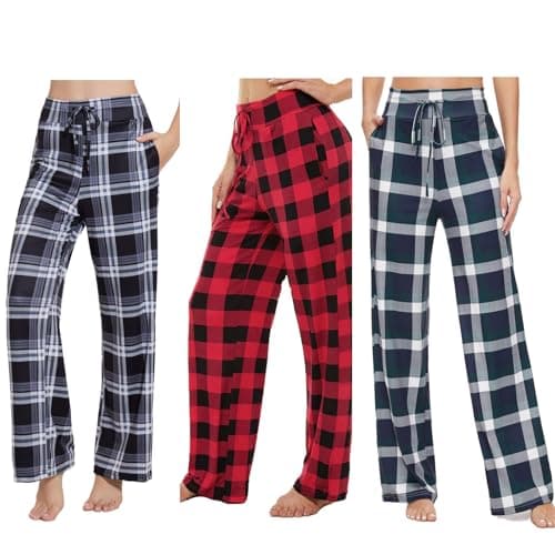 iniber Women's Comfy Pajama Pants Long Casual Drawstring Palazzo Lounge Pants Soft Wide Leg Bottoms - Image 1