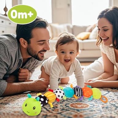 Baby Stuffed Animal Toys for 0-6 6-12 Months, Baby Musical Caterpillar Tummy Time Toys for Babies 3 6 9 12 18 Months, Newborn Infant Sensory Toys Gifts for 1 2 Year Old Boys Girls - Image 2