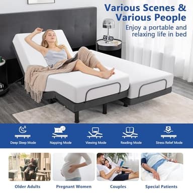 Queen Size Adjustable Bed Frame, Adjustable Bed Base with Wireless Remote, Separate Head/Foot Lift, Sturdy Metal, 0 Gravity/Anti-Snore, Easy Assembly, Quiet Motor, Smart Ergonomic Electric Bed - Image 4