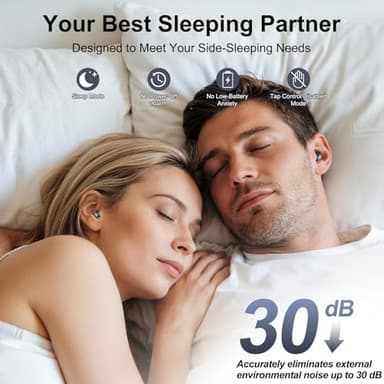 2026 Sleep Earbuds Bluetooth 6.0 in Ear, Mini Sleep Headphones with Sleep Monitor and APP, Small Earplugs for Side Sleepers, 48H Playtime Sleep Earphones with Sleep Mode, Personal Alarm, Black - Image 3