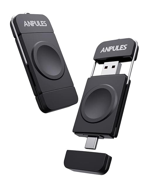 Portable Watch Charger for Apple Watch - ANPULES USB C & USB A iWatch Charger [OTG] for Travel, 2 in 1 Magnetic Wireless Charger for Apple Watch Series Ultra 2/ Ultra 10 9 8 7 SE 6 5 4 3 2 (Black - Image 1