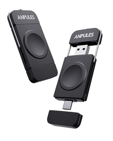 Portable Watch Charger for Apple Watch - ANPULES USB C & USB A iWatch Charger [OTG] for Travel, 2 in 1 Magnetic Wireless Charger for Apple Watch Series Ultra 2/ Ultra 10 9 8 7 SE 6 5 4 3 2 (Black - Image 1