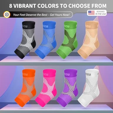 BLITZU Compression Socks for Plantar Fasciitis, Achilles Tendonitis, Arthritis Relief, Ankle Brace Compression Sleeve with Foot Arch Support, Ankle Wrap for Women, Men, Swelling & Heel Pain Pink S-M - Image 8