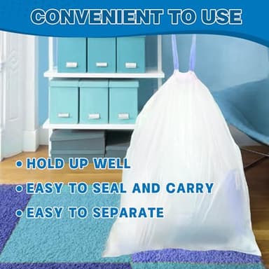 T.FORING 4 Gallon Trash Bag, 1.1 Mil 15 Liter White Thick Unscented Small Plastic Garbage Bags with Drawstring for Bathroom, Wastebasket Liners for Toilet Home Office and Bedroom (4 Gal-120) - Image 5