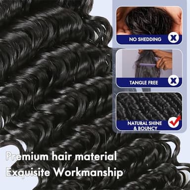 Human Hair Bundles Deep Wave Bundles Human Hair with Frontal Closure (22 24 26+20, Free Part) 16A Wet and Wavy Burmese Curly 3 Bundle with 13x4 HD Lace Frontal 100% Raw Hair Extensions - Image 7