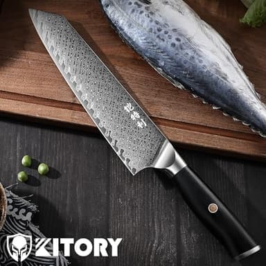 Damascus kiritsuke Chef`s Knife 8.5", 73 Layers of Damascus Steel with 10Cr15CoMoV HC Steel Cutting Core, Premier Kitchen Gadget w/t Gift Box - Image 4