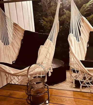 MIZTLI Hammock Chair Hanging Chair Swing Chair XXL Large Macrame Swing Indoor Hammock for Bedroom - Max 500 Lbs - 2 Cushions & All Hanging Kit Included - Image 6